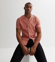 New Look Deep Pink Linen Blend Revere Collar Short Sleeve Shirt